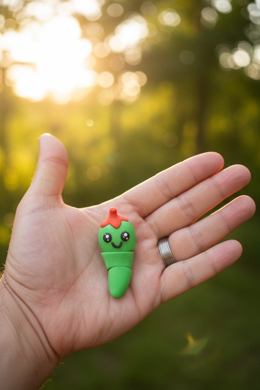 Pepper the Wiggly Chile | 3D Printed Badge Reel