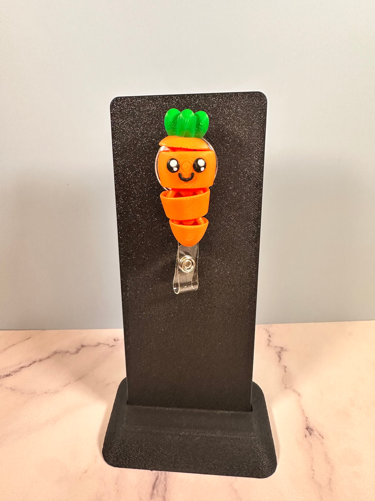 Cora the Wiggle Carrot | 3D Printed Badge Reel