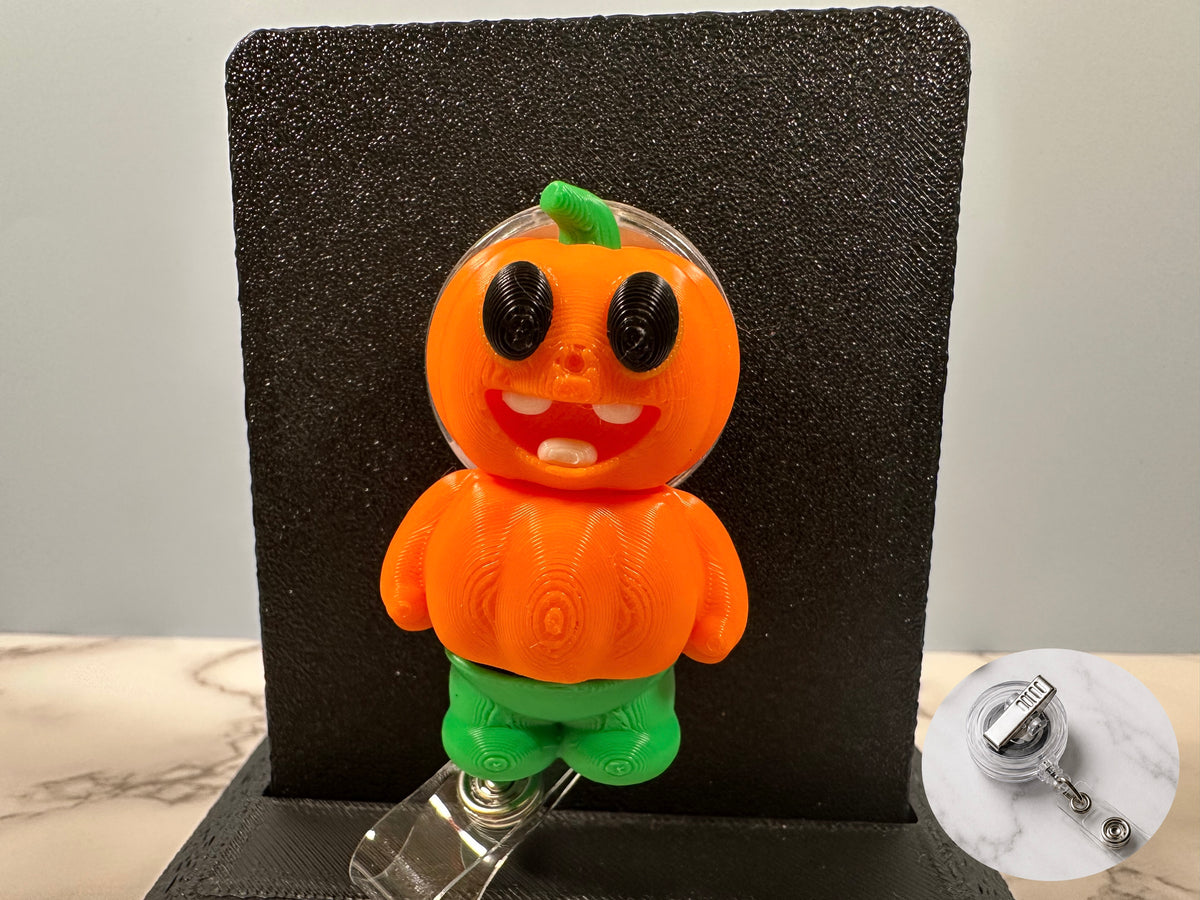 Pumpkin Man | 3D Printed Badge Reel
