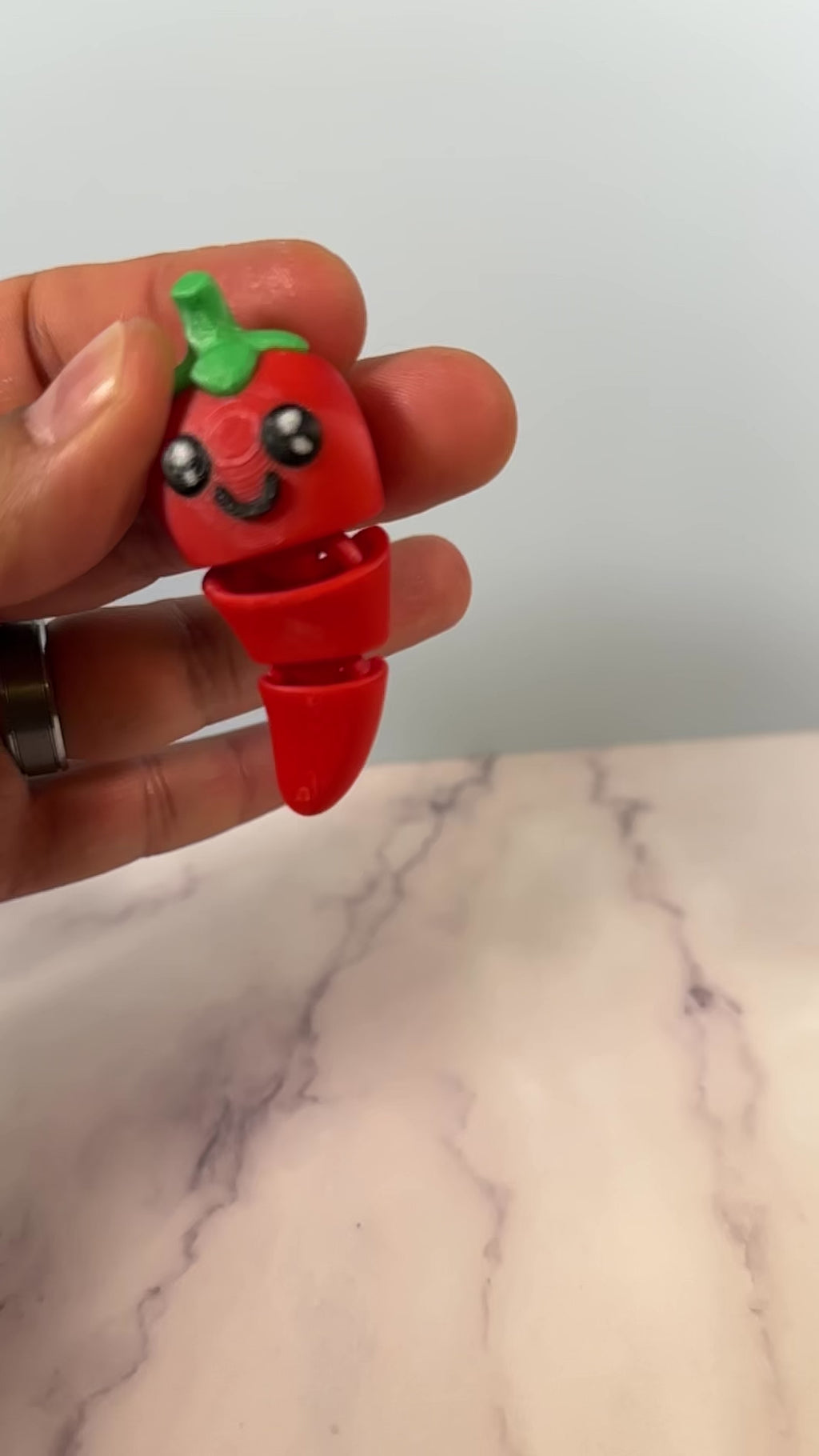 Pepper the Wiggly Chile | 3D Printed Badge Reel